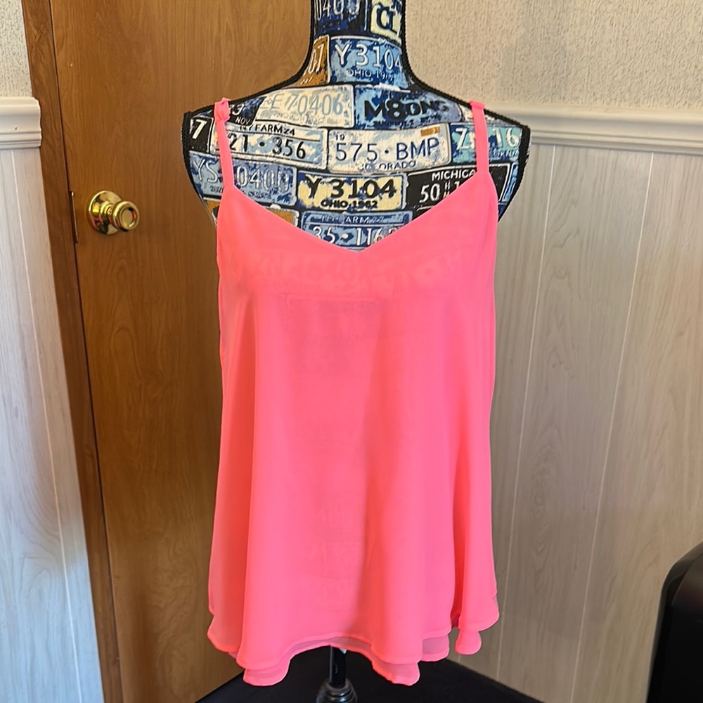 Torrid Sophie Swing Double Layer Cami Pink Chiffon Adjustable Straps